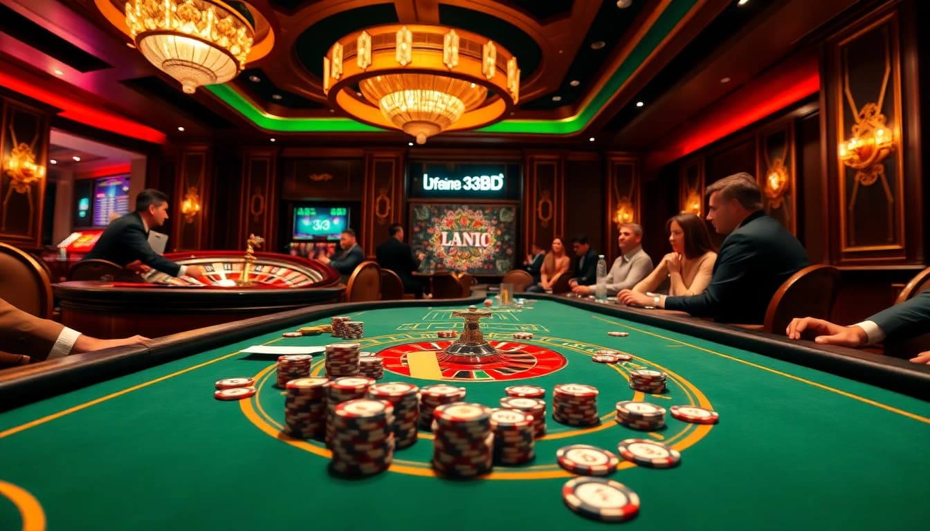 Experience thrilling gameplay at 33BD with a luxurious casino atmosphere and vibrant poker action.