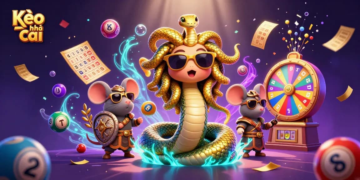 Experience Kèo nhà cái action with dynamic lottery elements and vibrant characters in this stunning illustration.