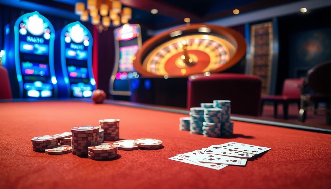 Play high-stakes poker at a luxurious table featured on vb88.boston, showcasing elegant cards and chips.