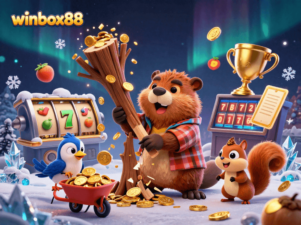 Experience winbox88 gaming with vibrant 3D characters and casino elements, showcasing excitement and fun.