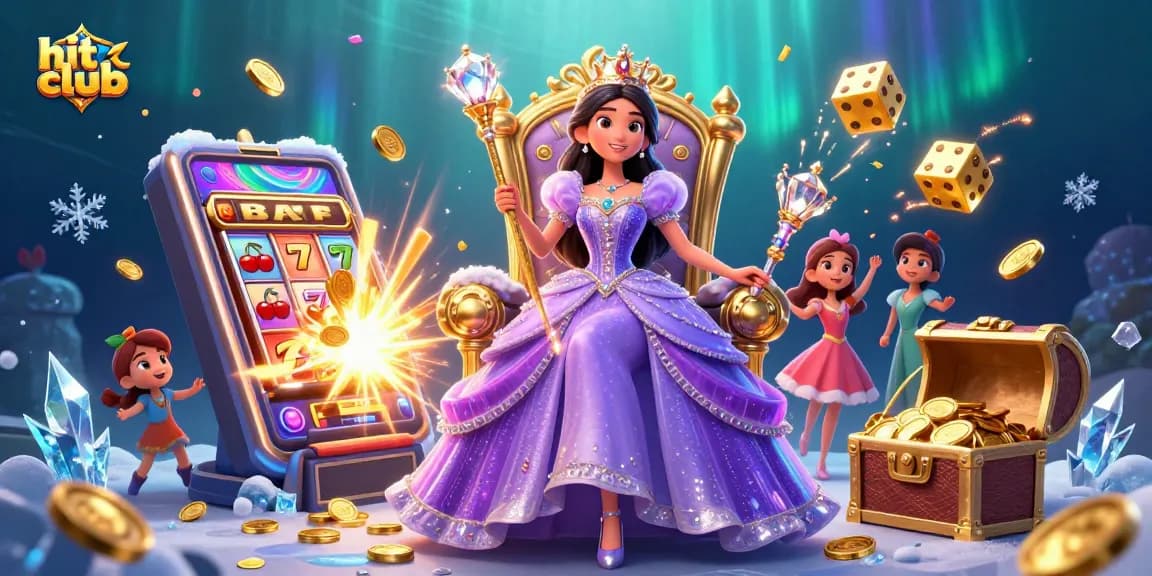 Experience the excitement at hit club with a vibrant online gaming scene featuring a slot machine jackpot.