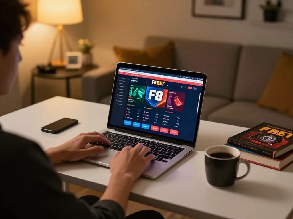 Engaged player strategizing with F8 BET online casino interface during a focused gaming session.