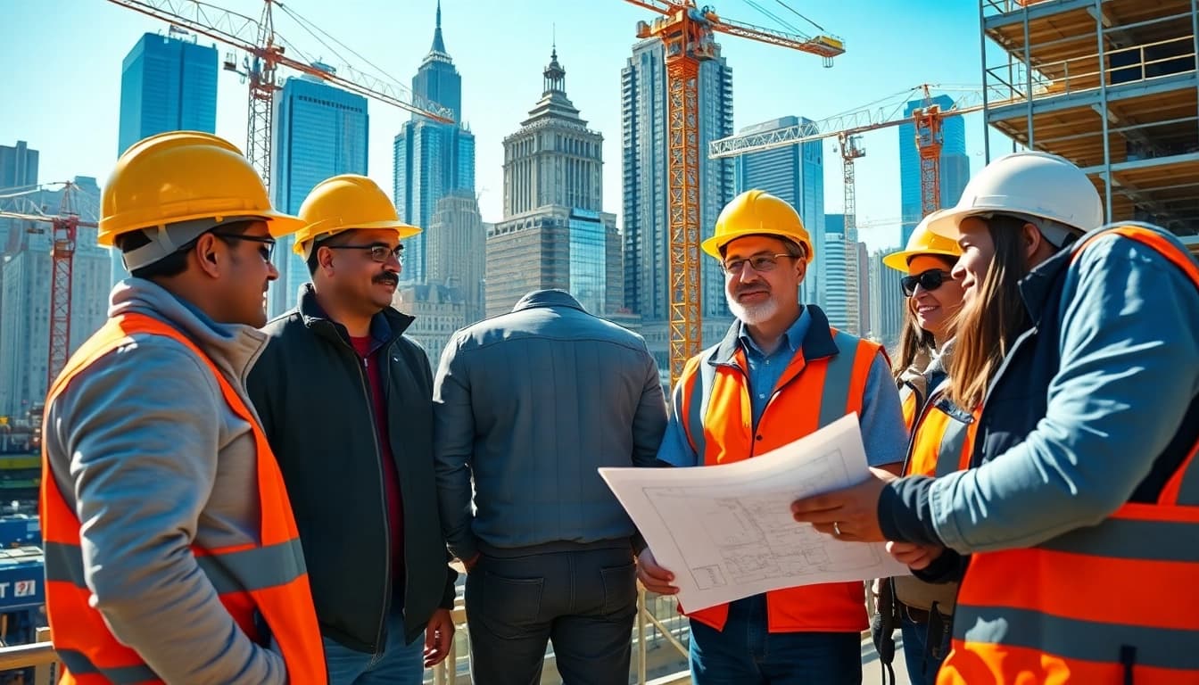 Manhattan General Contractor managing a bustling construction site in New York City.