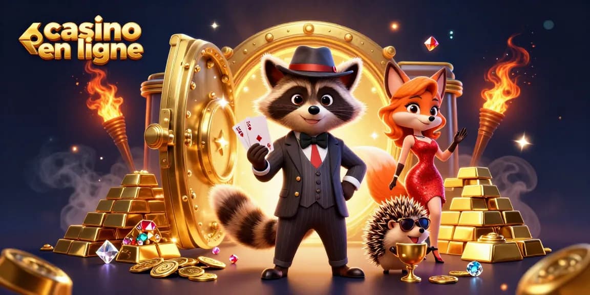 Vivez des aventures palpitantes de casino en ligne avec des personnages animaux charmants au milieu de trésors dorés.