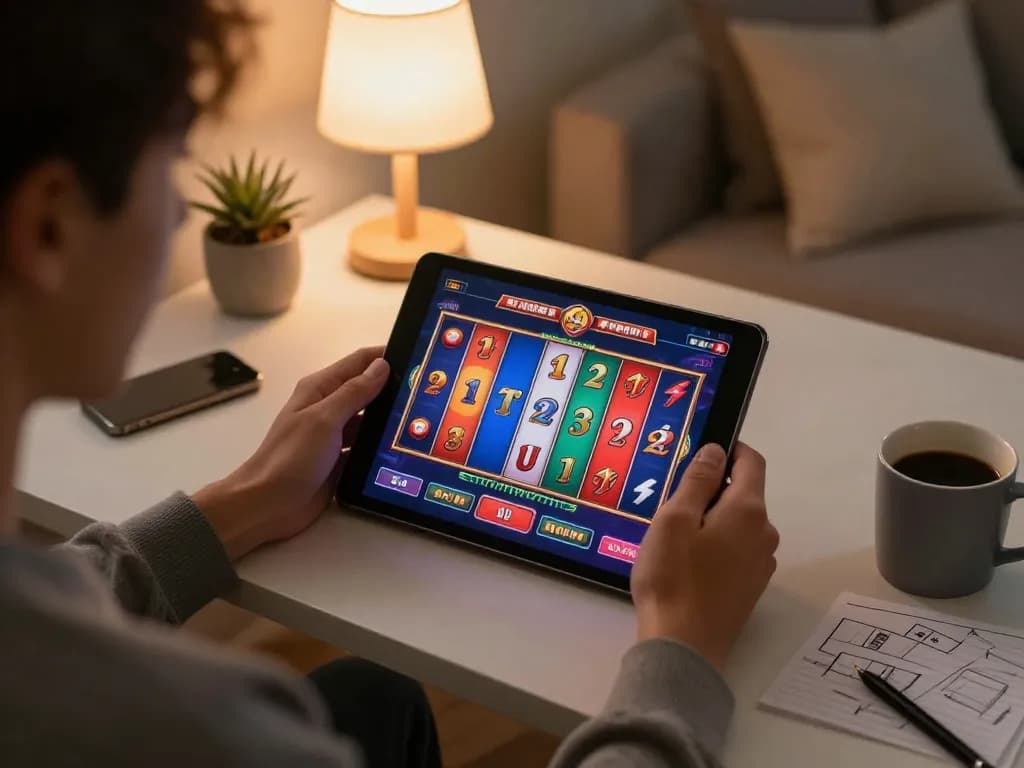 Engaging in bandar99 login on a tablet for an exciting online casino gaming experience at home.