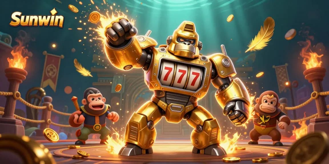 Sunwin unleashes winning potential with a thrilling casino game scene featuring dynamic characters.