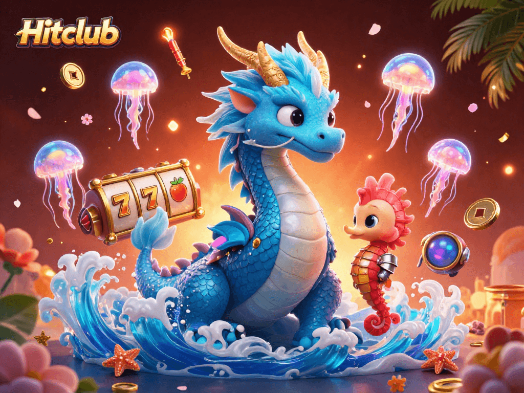 Engage in thrilling gameplay at Hitclub with vibrant casino characters and dynamic slot machines.