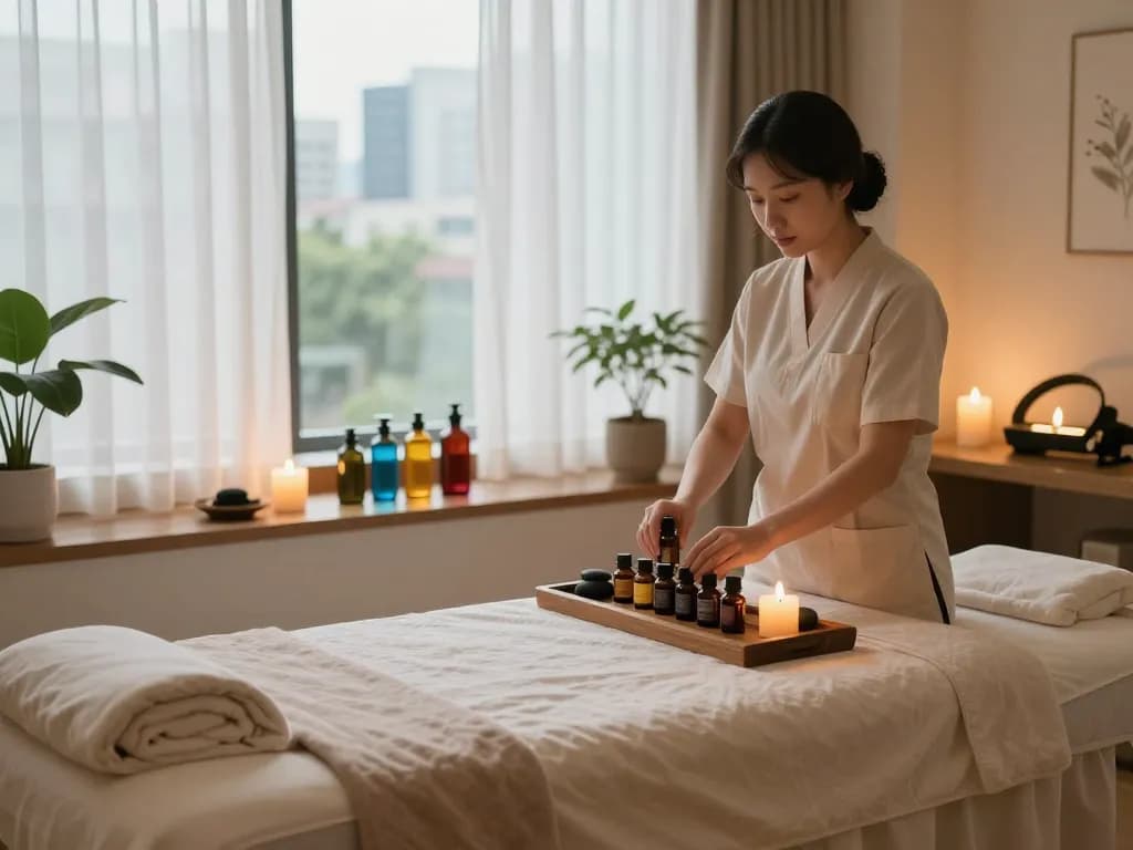 에센셜 오일과 편안한 분위기를 갖춘 고요한 스파 환경에서 rejuvenating 신사동마사지를 경험해 보세요.