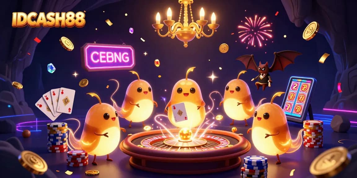 Experience thrilling gameplay at IDCASH88 with a vibrant casino scene filled with dazzling lights and casino elements.
