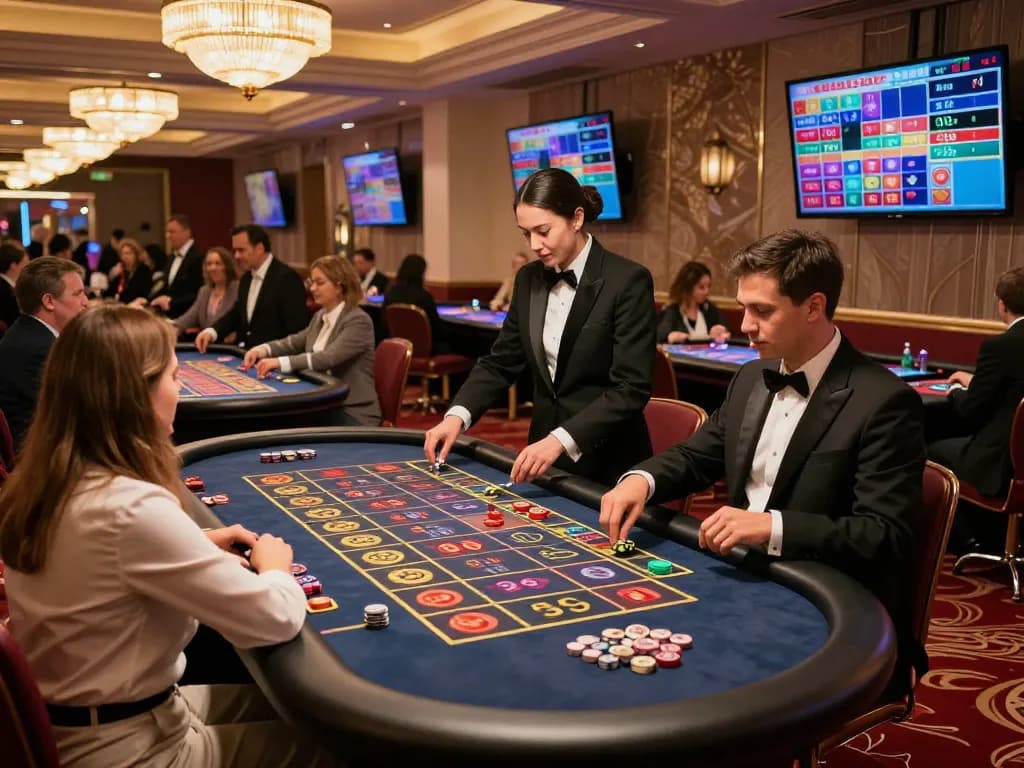 Players enjoying multiple roulette tables at alo8 casino venue, vibrant and dynamic atmosphere.