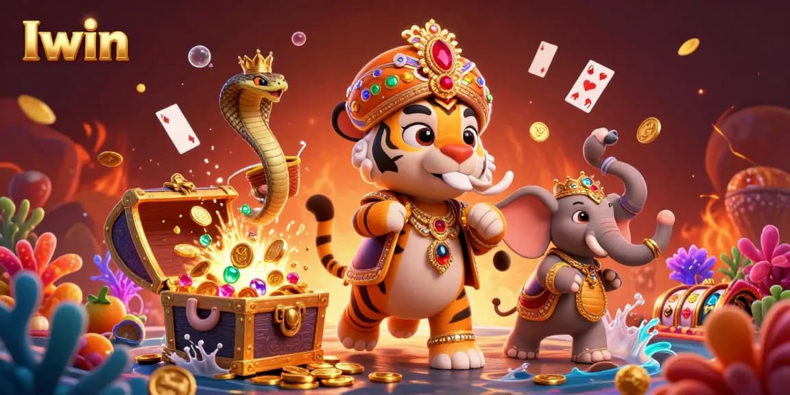 Iwin brings excitement to the casino experience, featuring a vibrant 3D illustration of a maharaja riding an elephant.