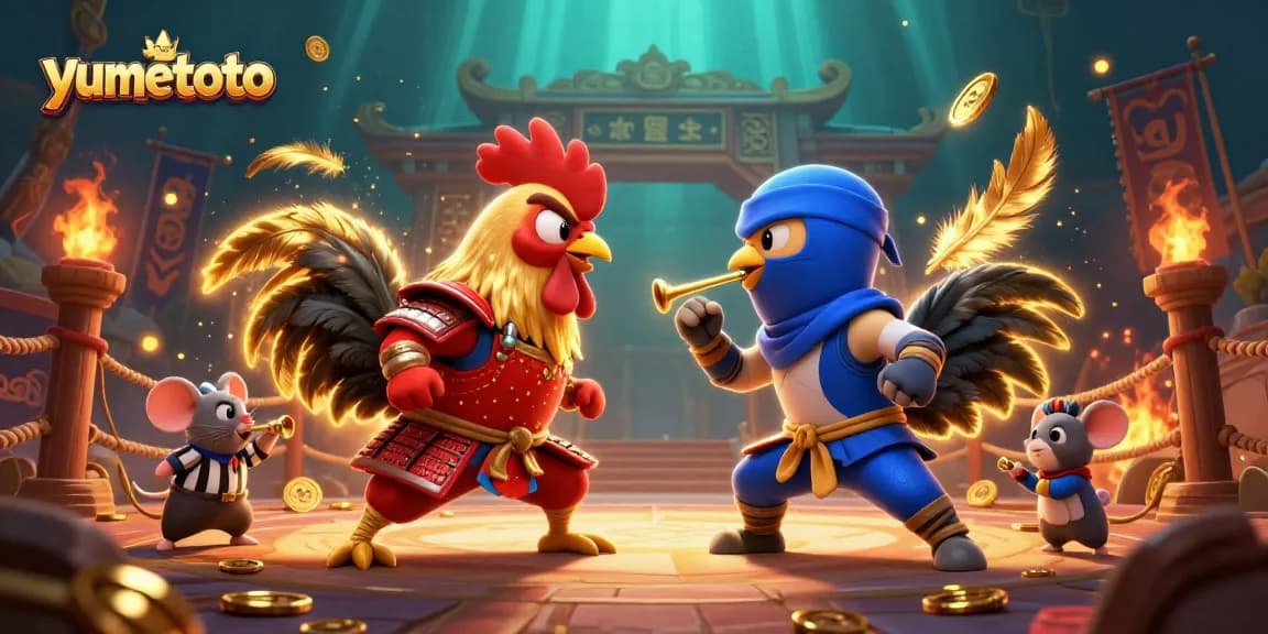 Rasakan sensasi bertarung ayam di yumetoto dengan ilustrasi aksi hebat bertemakan judi.