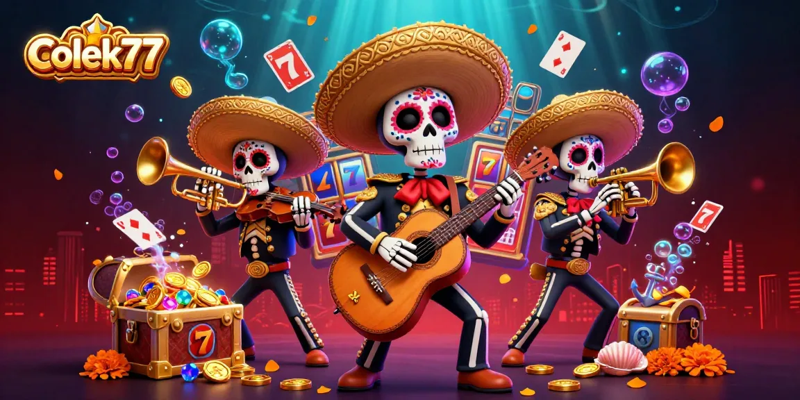 Experience the excitement at colek77 with a vibrant casino scene featuring colorful characters and thrilling jackpots.