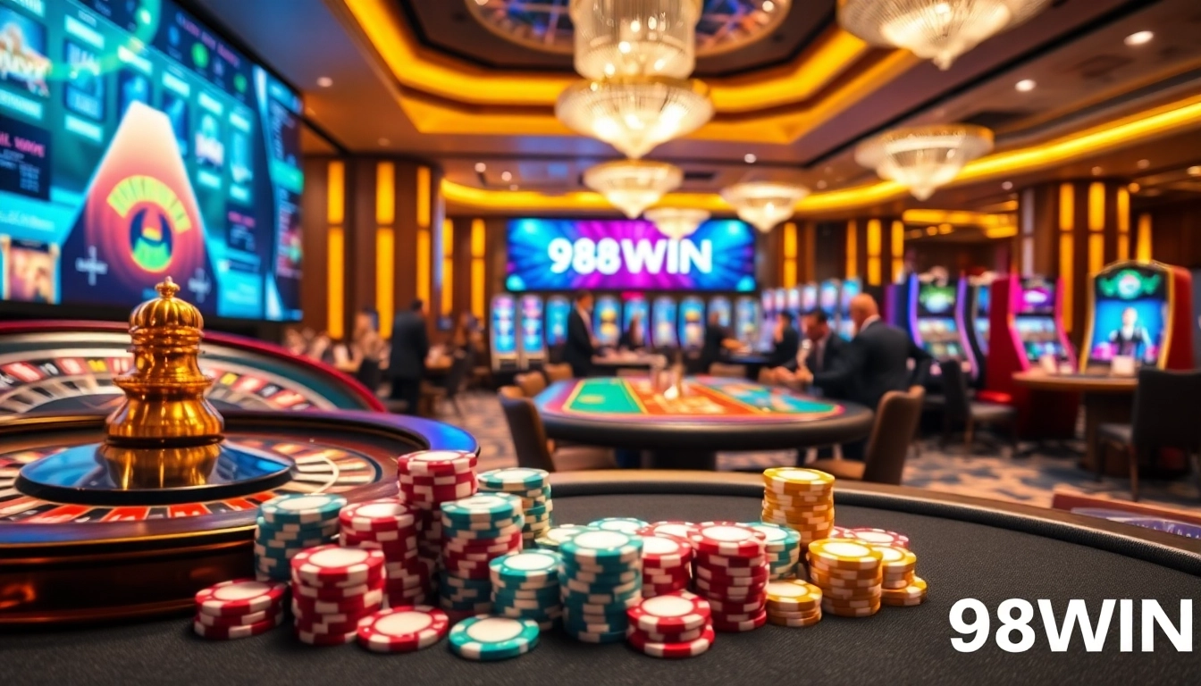 Experience the excitement of 98WIN with vibrant casino games and professional dealers.