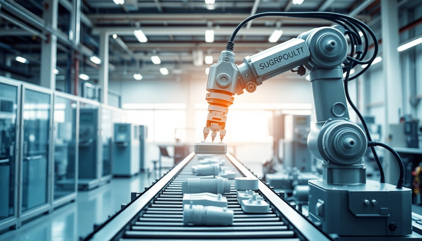 Injection Robot efficiently placing molded parts in a modern manufacturing facility