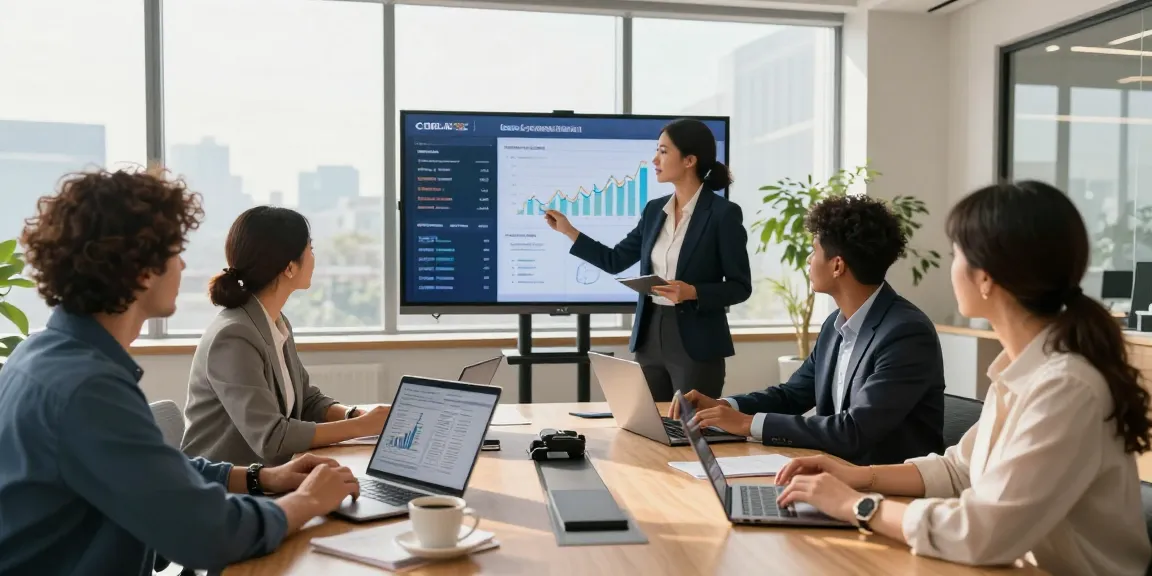 Team collaborating in a modern office, showcasing cibc digital business solutions for effective financial management.