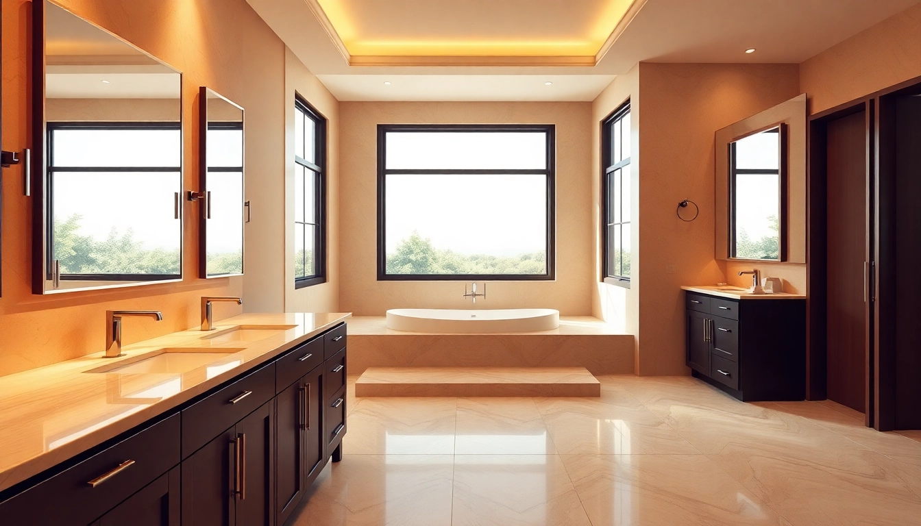 Professional bathroom remodelers showcasing a modern, elegant bathroom design.