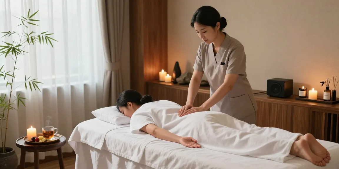 Client enjoying a relaxing 강남출장마사지 in a serene wellness environment with soothing elements.