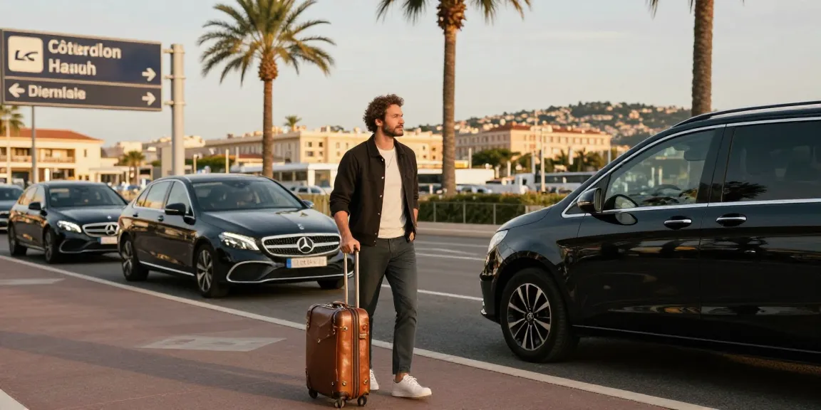 Transfert privé à l'aéroport de Nice pour un voyage élégant sur la Côte d'Azur.