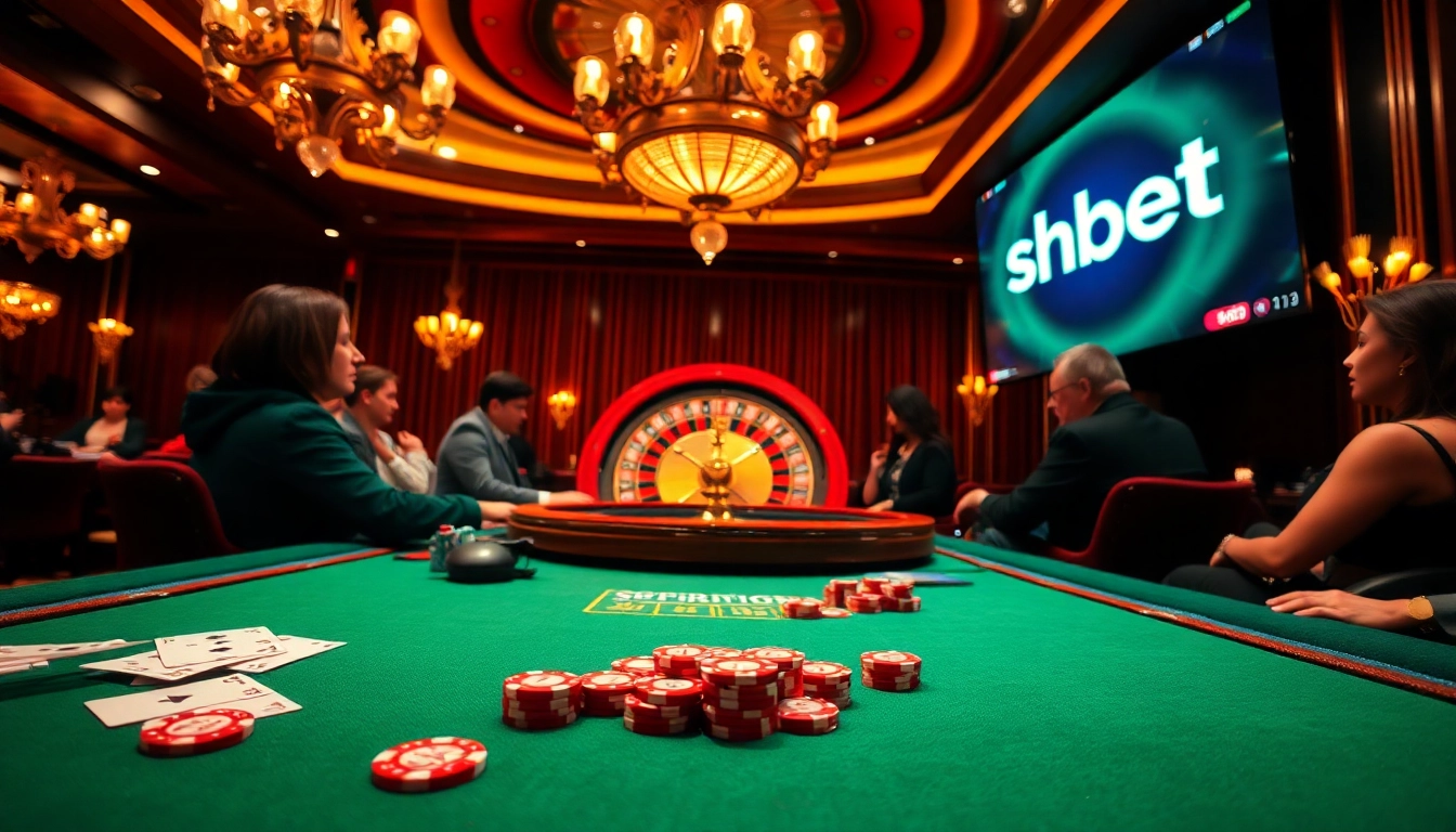 Experience the excitement of shbet gaming with vibrant casino tables, cards, and elegant decor.
