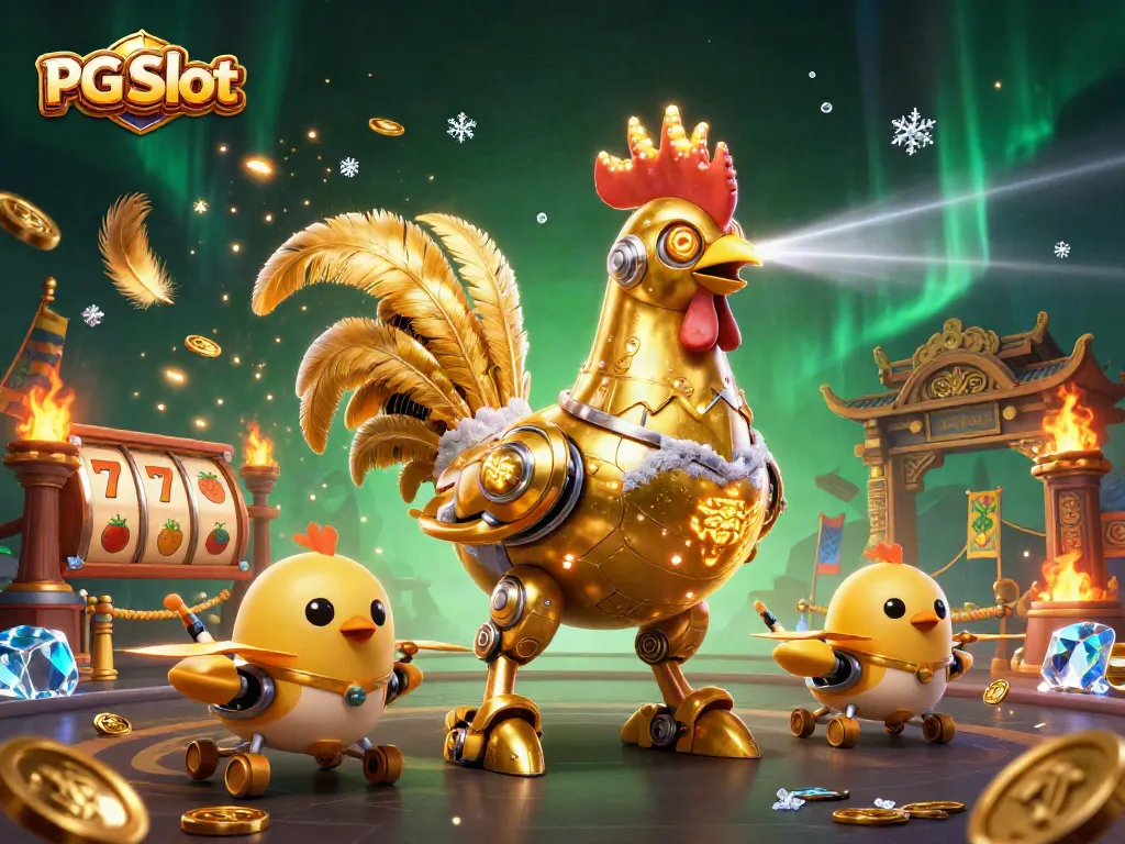 เล่น PG Slot พร้อมกับหุ่นยนต์ไก่ทองคำและโดรนจิ๋วในบรรยากาศคาสิโน