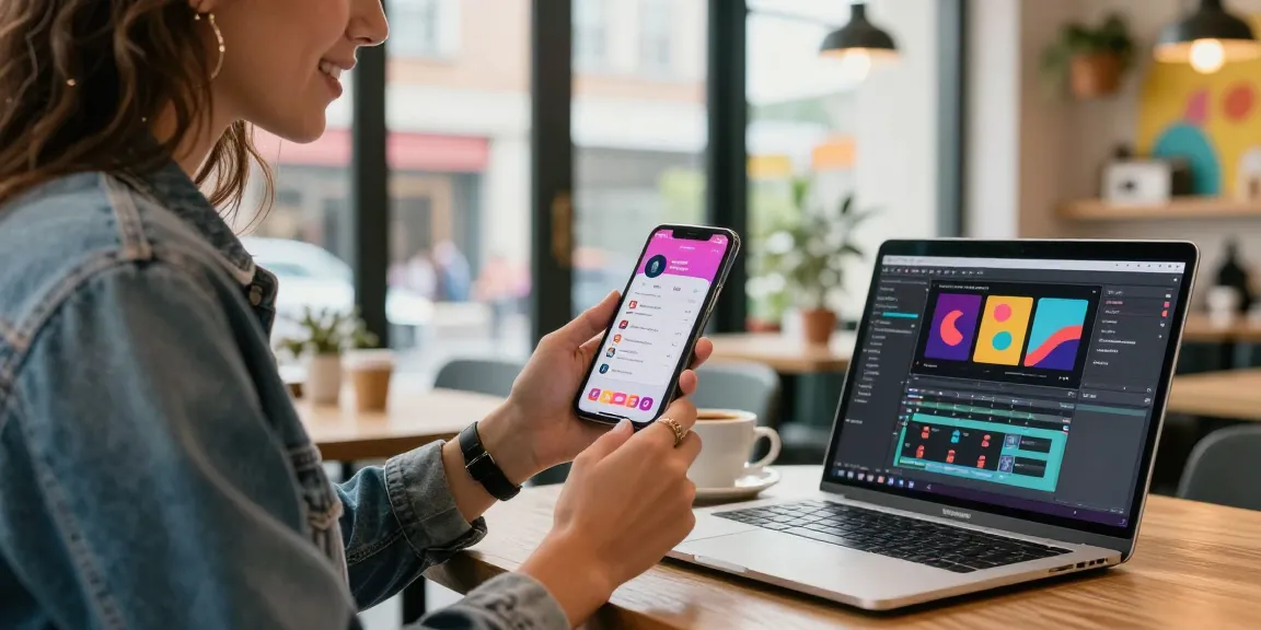 Captivating influencer analyzing growth at the best place to buy Instagram Followers in a vibrant café.
