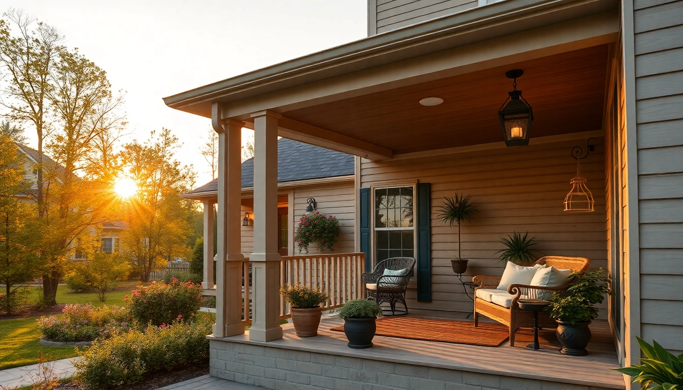 Porch Installation in Spotsylvania, VA showcasing an elegant wooden porch design with plants.