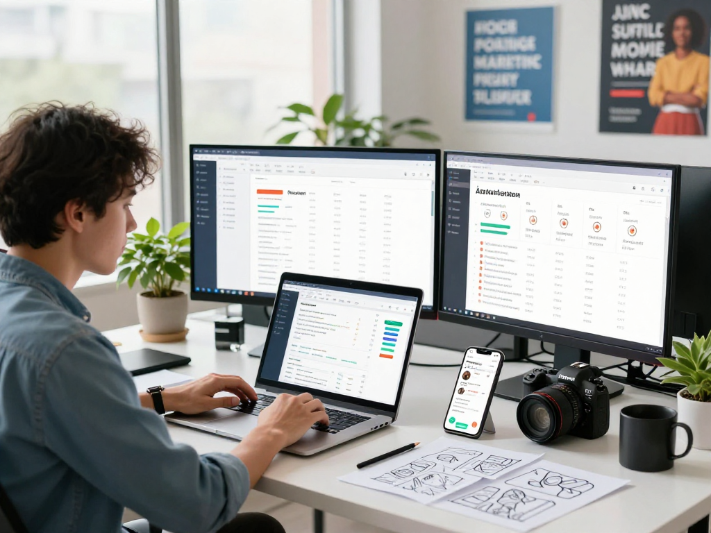 Purchase app installs in a modern office, showcasing analytics and marketing strategies.