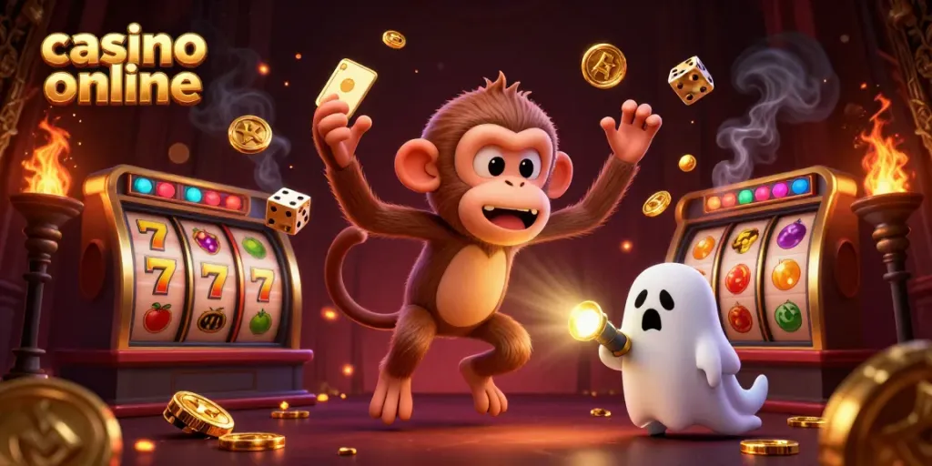 Scopri casino online con un simpatico scimmione poltergeist che gioca con monete dorate.