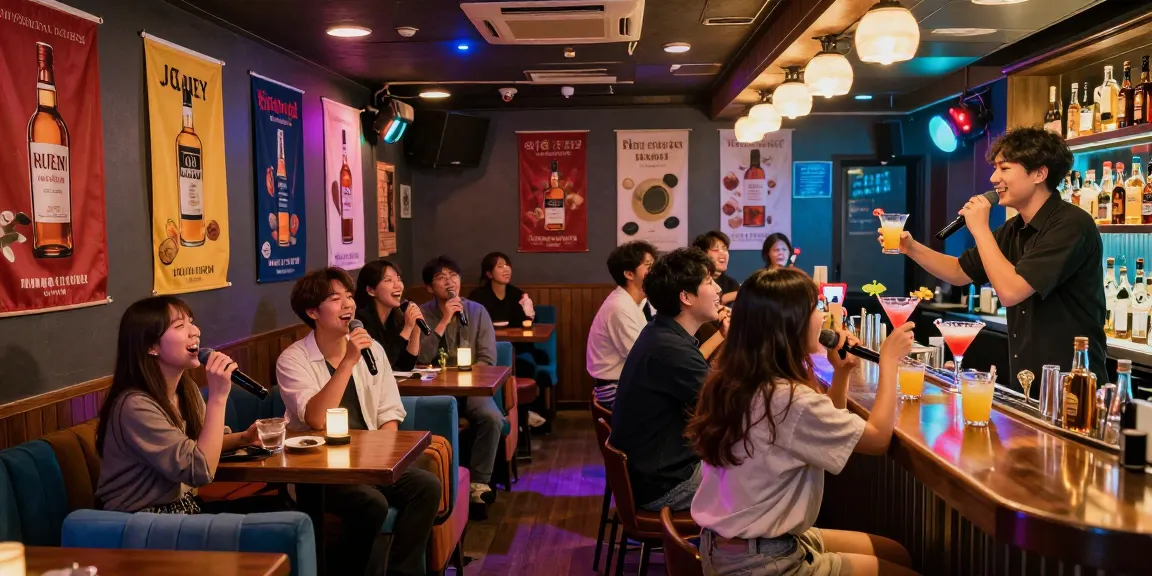 Enjoying 제주유흥 nightlife at a lively karaoke bar with drinks, music, and friends.