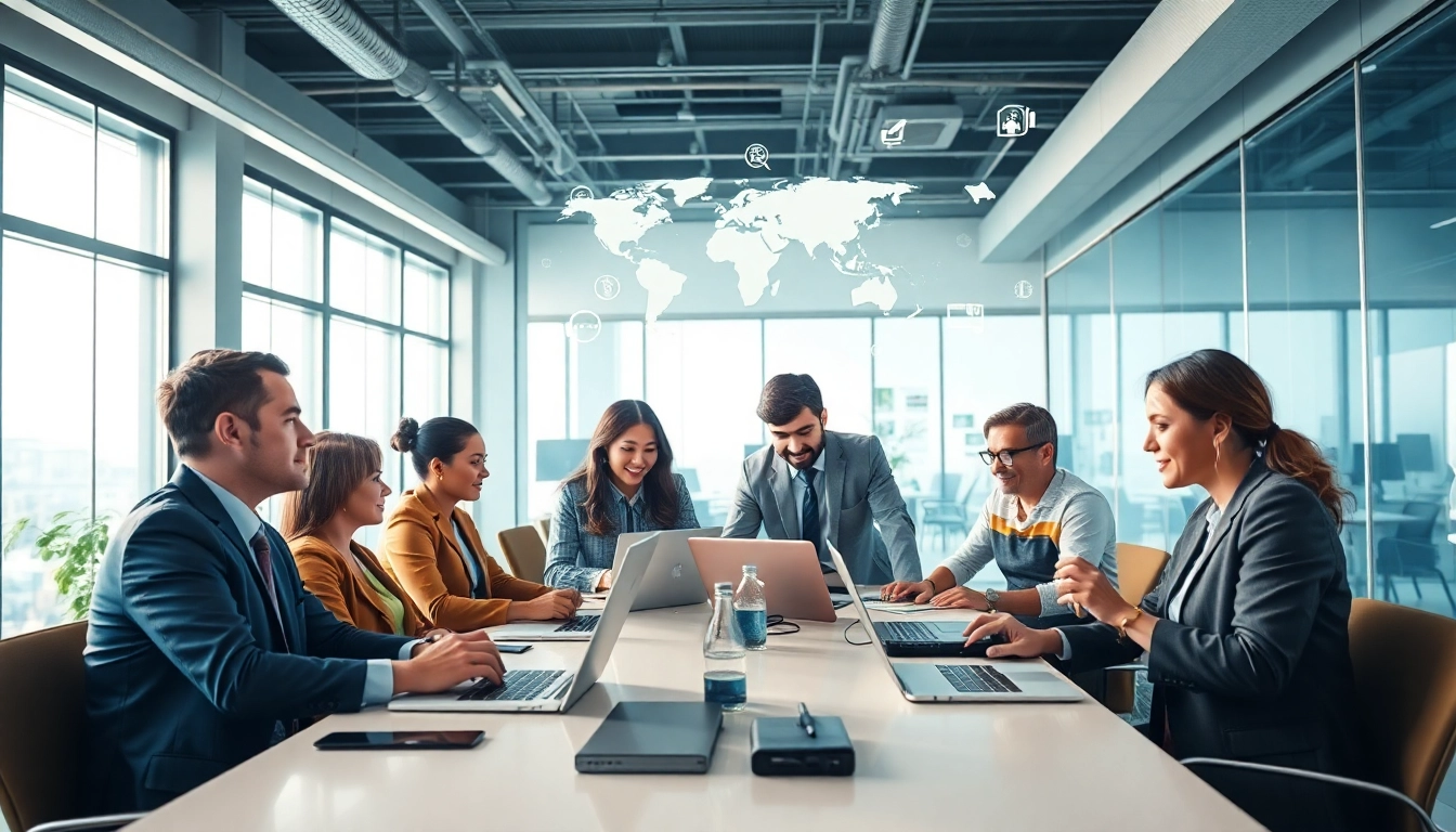 Experience global communication through the helloworld官网 in a modern office setting.