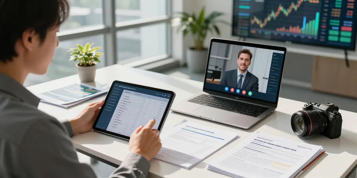 Financial consultant discussing 소액결제현금화 strategies in a modern office setting with digital tools and documents.