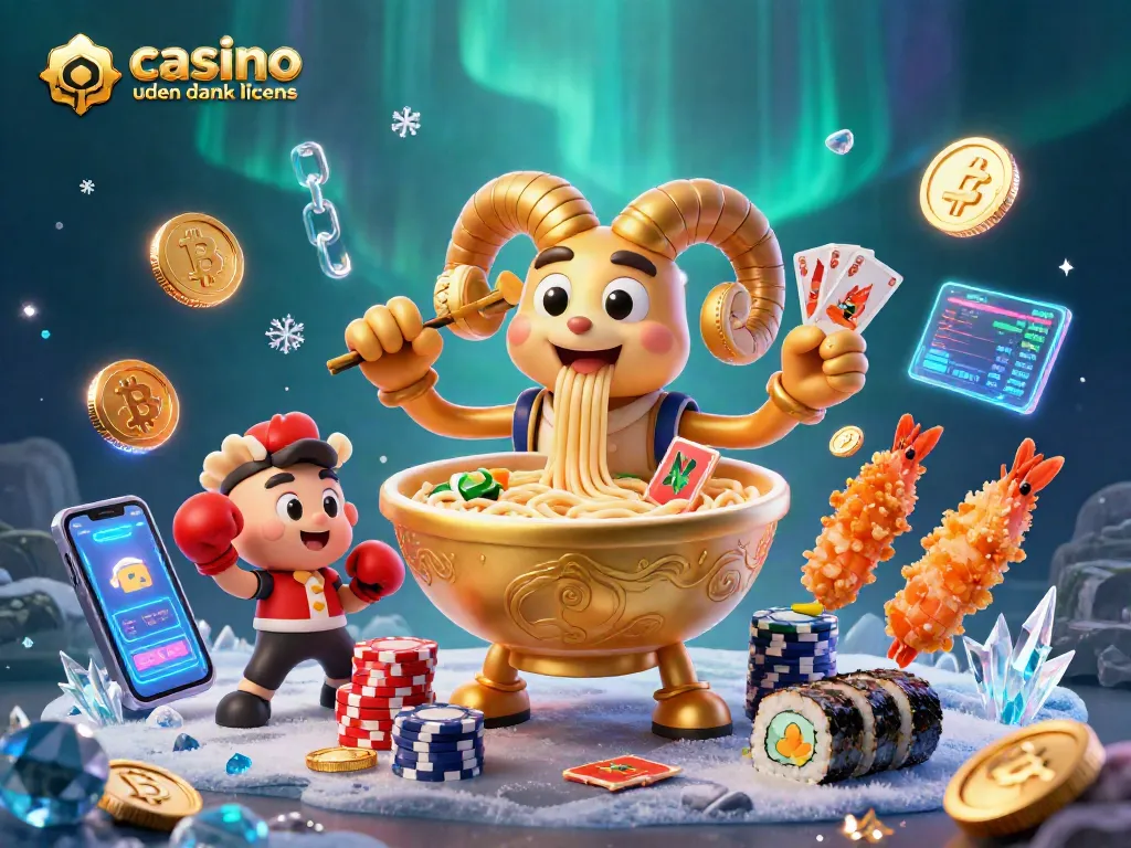 Experience casino uden dansk licens with vibrant characters and cryptocurrencies in an action-packed scene.