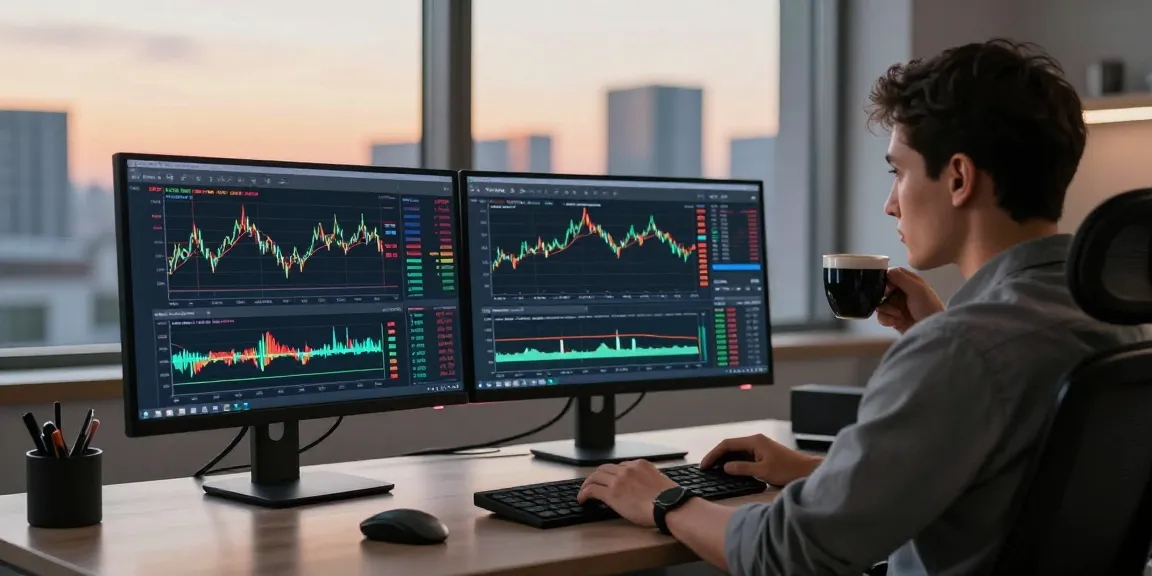 Traders using MetaTrader 4 for forex analysis in a modern office workspace.
