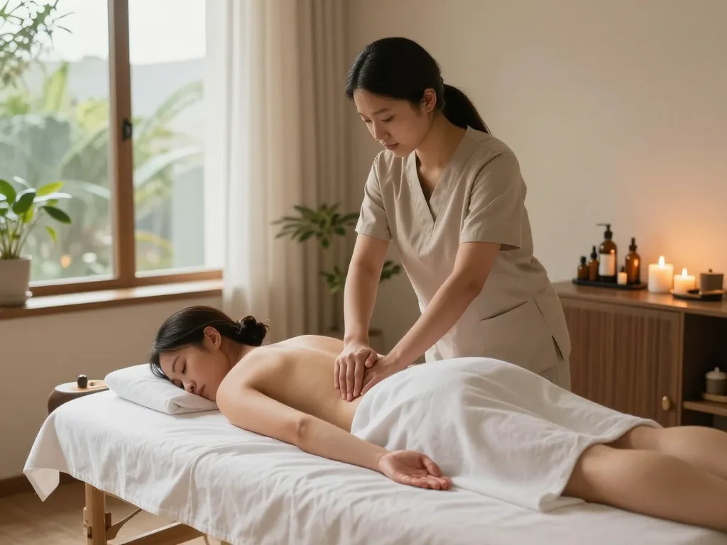 Expert therapist providing 삼성동마사지 in a serene studio environment.