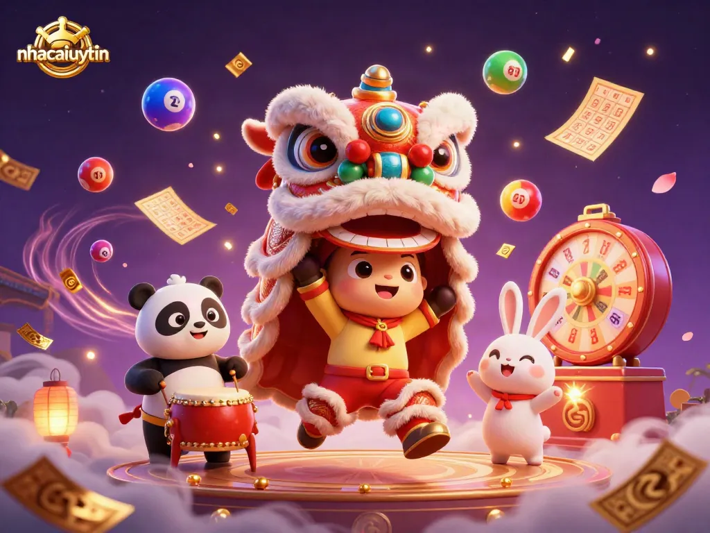 Experience thrilling bets with nhacaiuytin in this vibrant 3D casino illustration featuring lively characters and dynamic game elements.