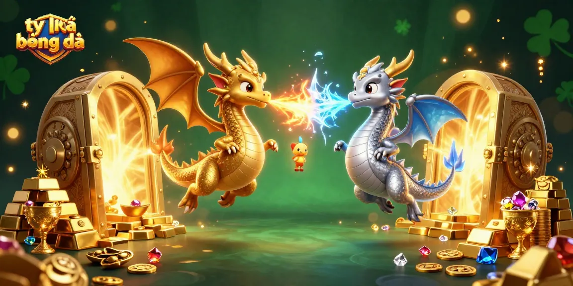 Engage in thrilling tỷ lệ bóng đá analysis with dynamic dragons and treasures across a vibrant casino scene.