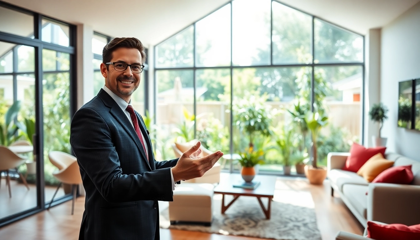 Showcasing real estate agent illustrating a luxurious home interior with inviting decor.