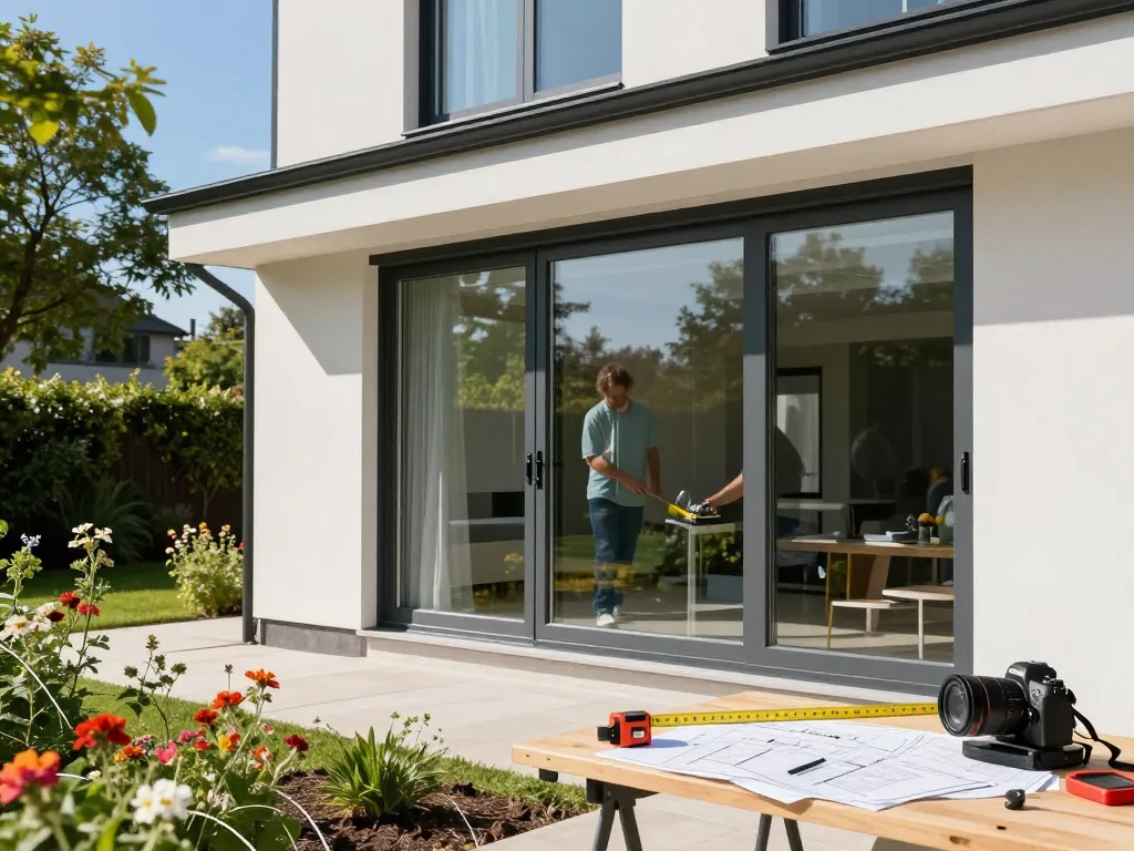 Schüco-Fenster, die in ein modernes Zuhause installiert werden, und dabei Energieeffizienz und ästhetische Anziehungskraft zeigen.