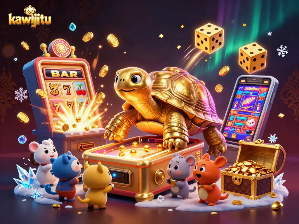 Mainkan juara jackpot di kawijitu dengan mesin pinball raksasa dan hewan kecil yang antusias.