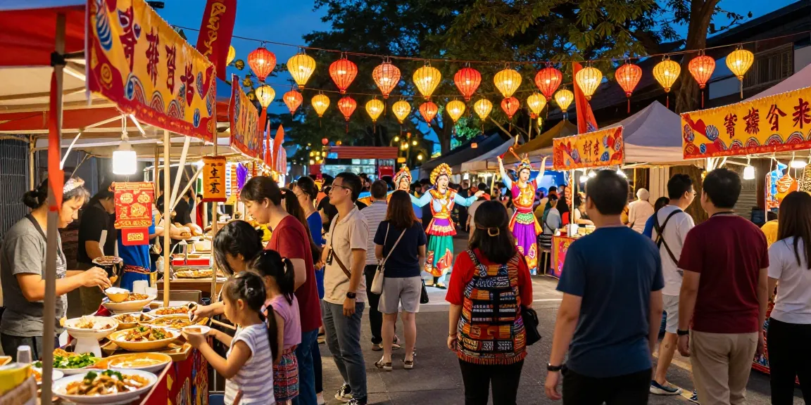 A lively cultural festival featuring diverse attendees celebrating Asian traditions at https://hanadultalk.com, showcasing food, arts, and performances.