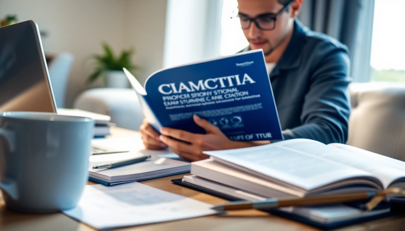 Engaging CompTIA exam assistance study scene highlighting focused student with materials.