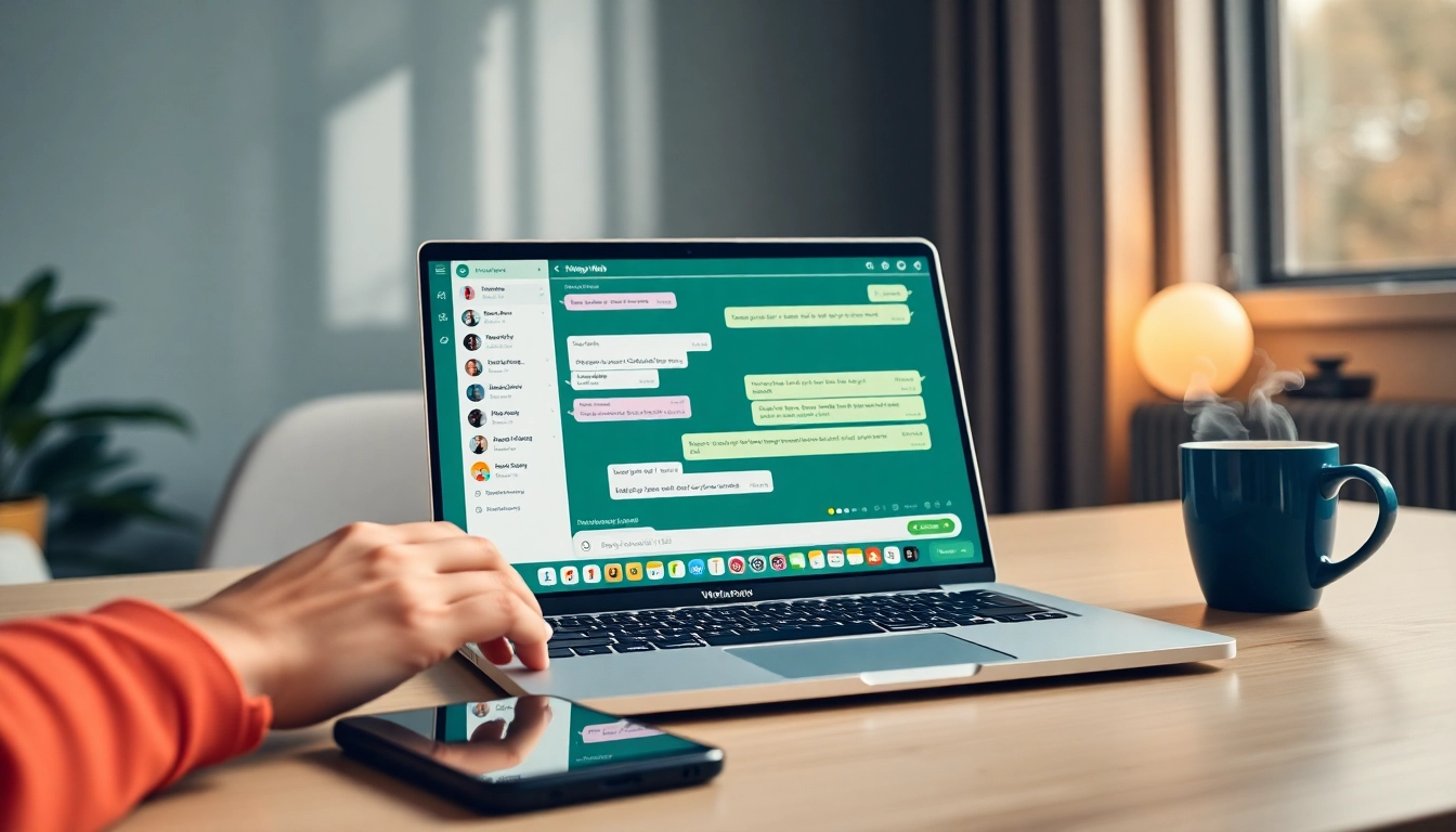 在现代笔记本界面上，通过 WhatsApp Web 实现无缝沟通。