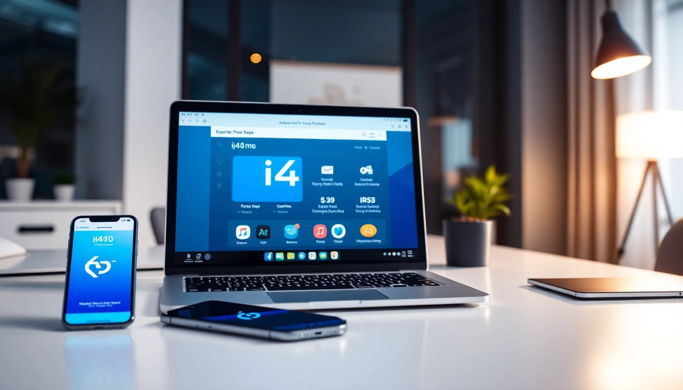 i4助手 app showcased on modern devices in a professional workspace