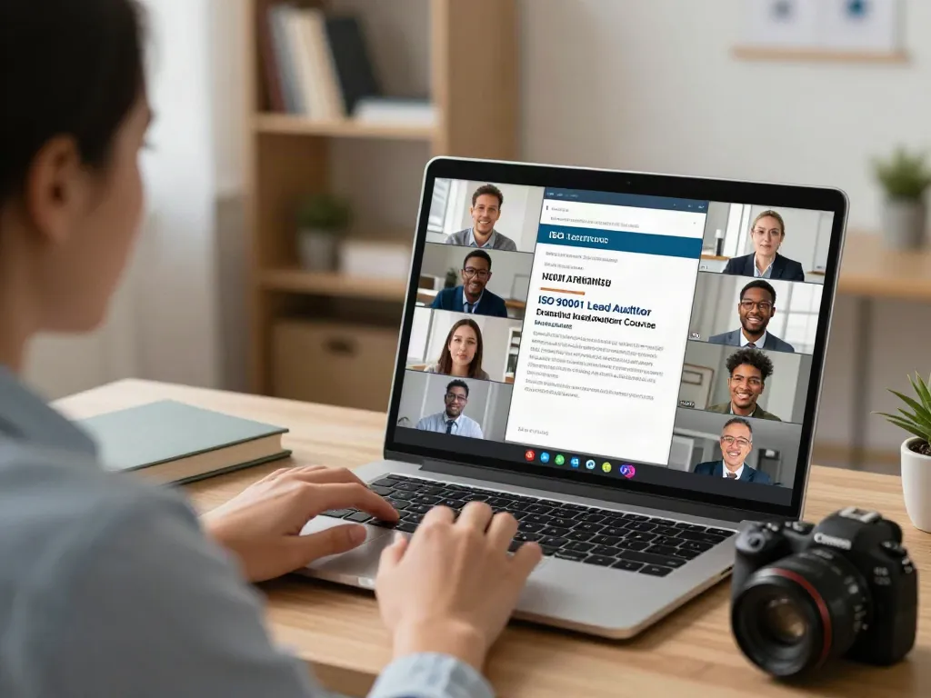 ISO 9001 Lead Auditor Course online training session with engaged participants discussing auditing strategies.