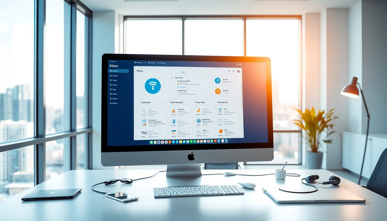 爱思助手 software interface displayed on a modern iMac in a professional workspace.