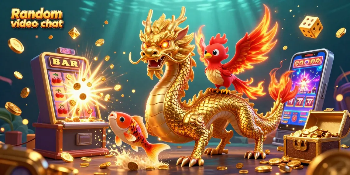 Experience random video chat with vibrant characters and exciting gambling elements in a captivating 3D illustration.