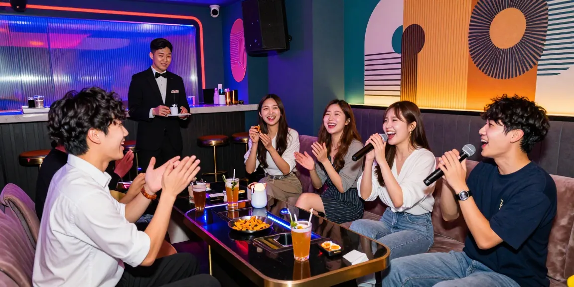 Enjoy a lively night at 인천쓰리노 with friends singing and celebrating in a vibrant karaoke room.