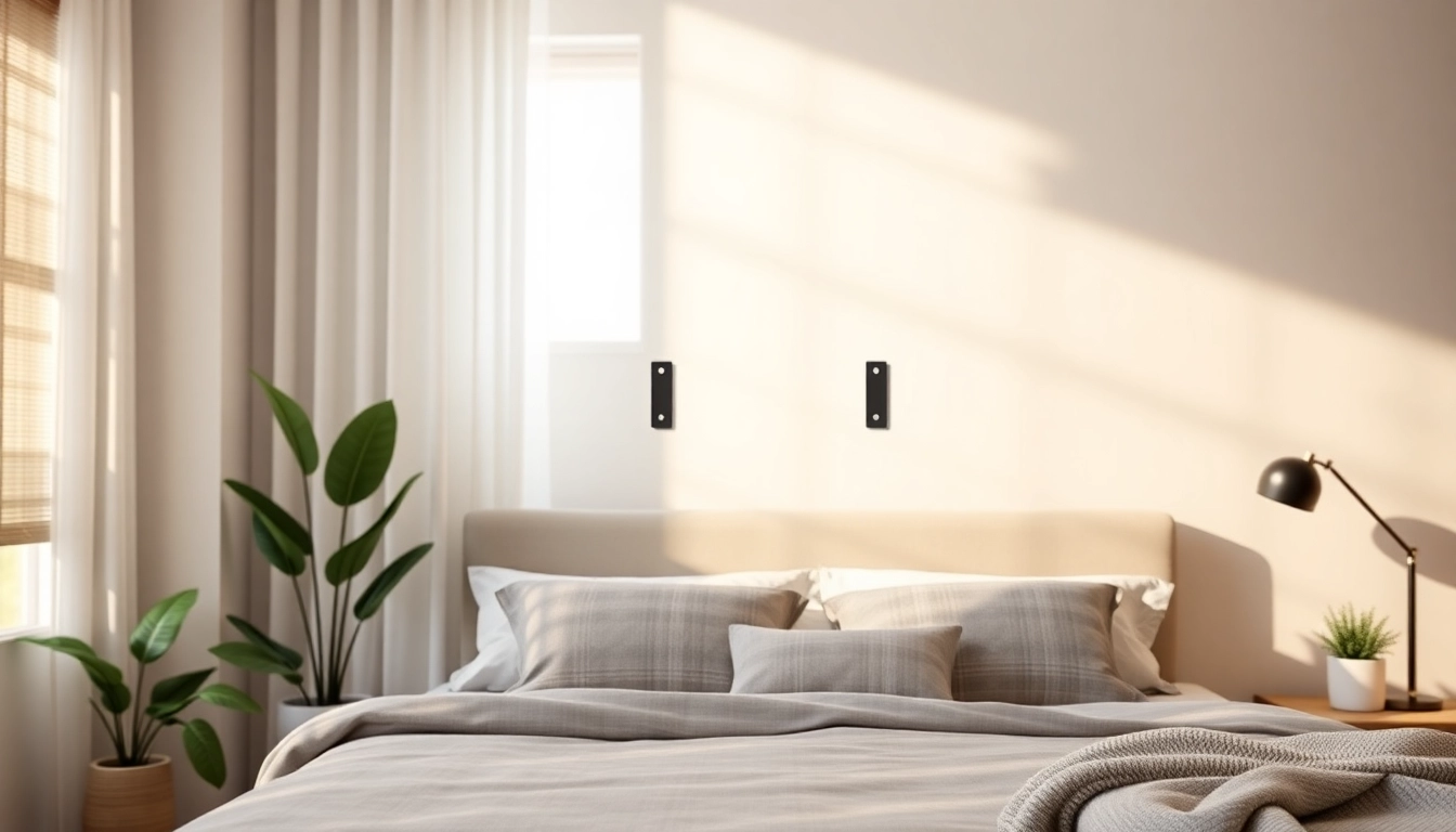 Headboard mounting brackets showcasing design and strength in a modern bedroom setting.