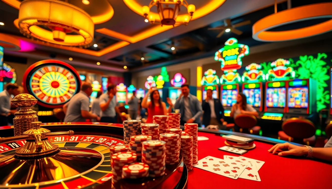 okfun.com showcases an exciting gaming moment at a bustling casino table with vibrant poker chips.
